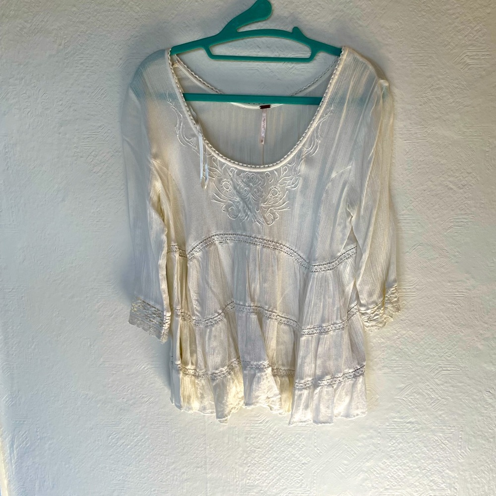 Free People White Lace Top